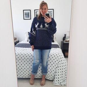 Puritan White & Blue Winter Holiday Sweater XL